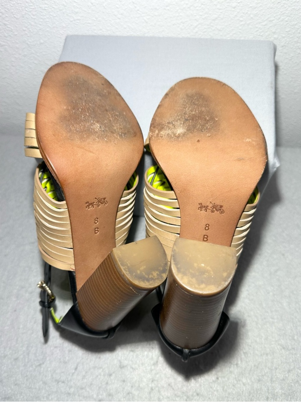 COACH Lorrie woven leather T-strap high-heel sandals - Picture 9 of 11
